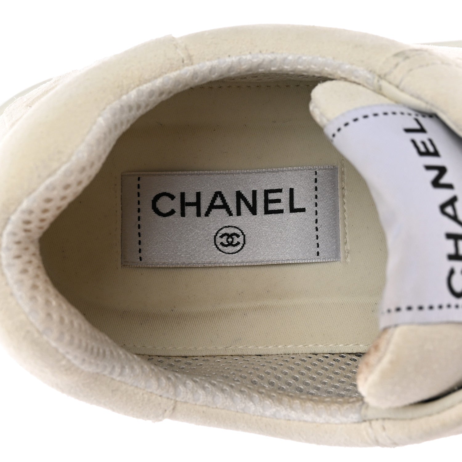 Chanel Suede Calfskin Logo Sneakers 39 Black White 6 of 16
