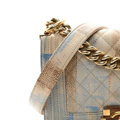 Chanel Painted Caviar Chevron Quilted Small Boy Flap Blue 11 of 11