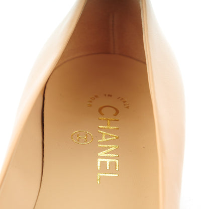Chanel Crumpled Calfskin Patent Cap Toe Ballerina Flats 38 Beige Black 6 of 7