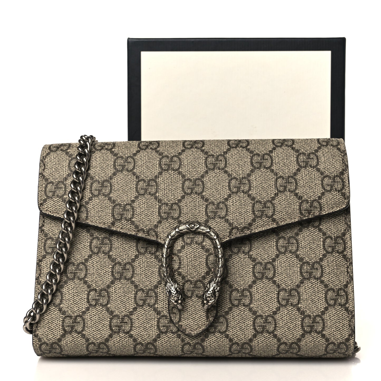 GG Supreme Monogram Mini Dionysus Chain Wallet Beige Taupe