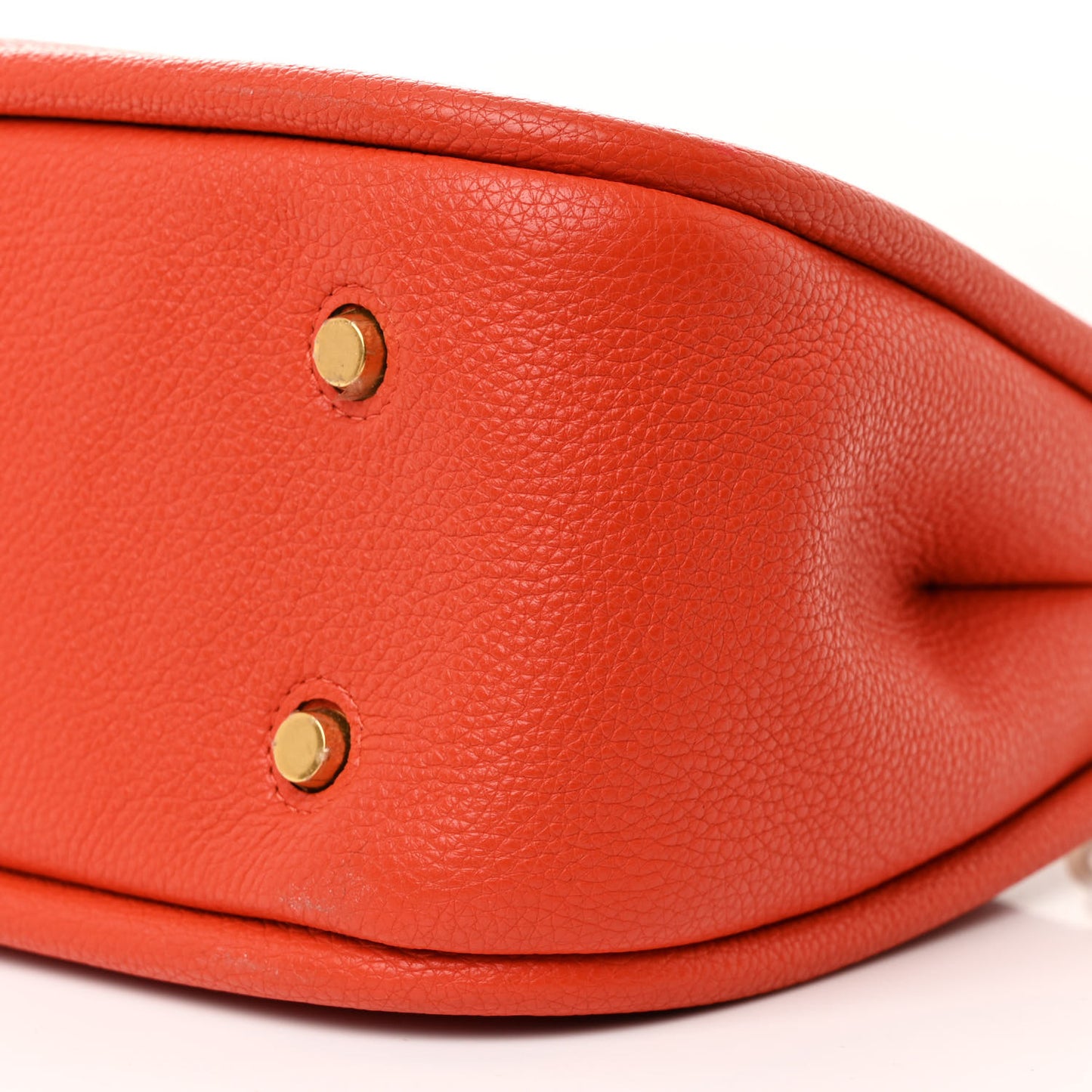 Small Classic Grain Calfskin Leighton Tangerine Orange