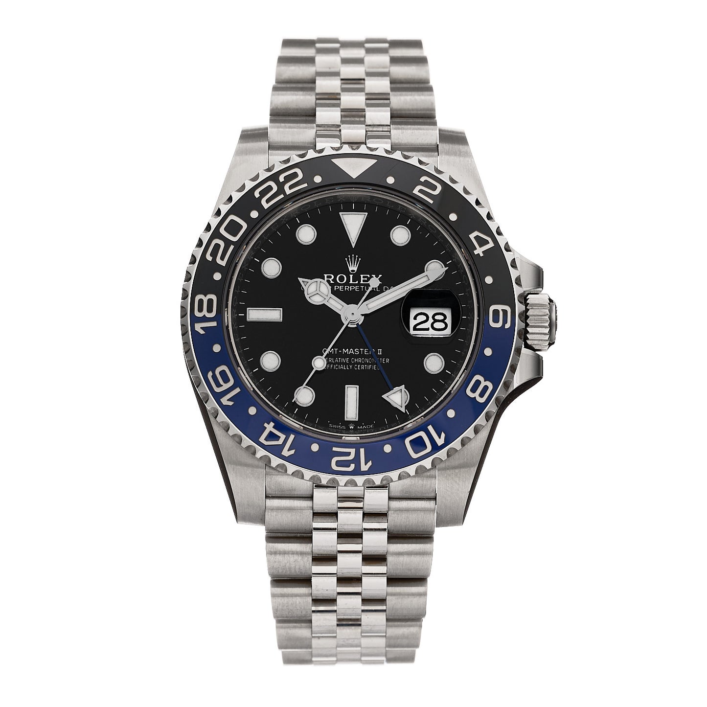 Stainless Steel 40mm Oyster Perpetual Date GMT Master Ⅱ Batgirl Watch 126710BLNR