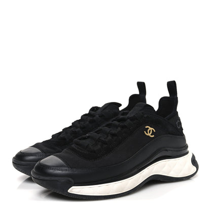 Chanel Velvet Calfskin Mixed Fibers CC Sneakers 37.5 Black 4 of 11
