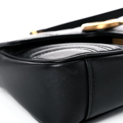 Gucci Calfskin Matelasse Mini GG Marmont Shoulder Bag Black 9 of 17