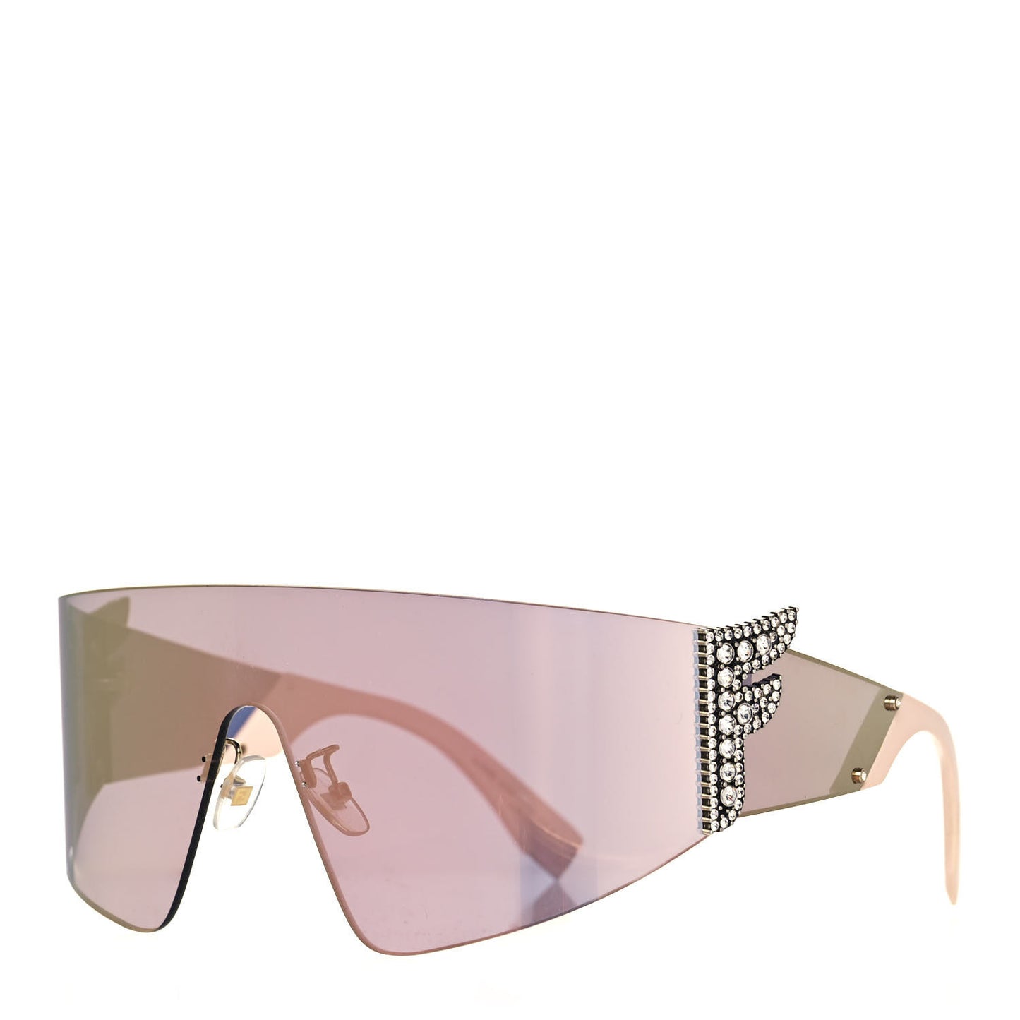 Mirrored Crystal Embellished FFreedom Shield Sunglasses FF 0382/S Pink