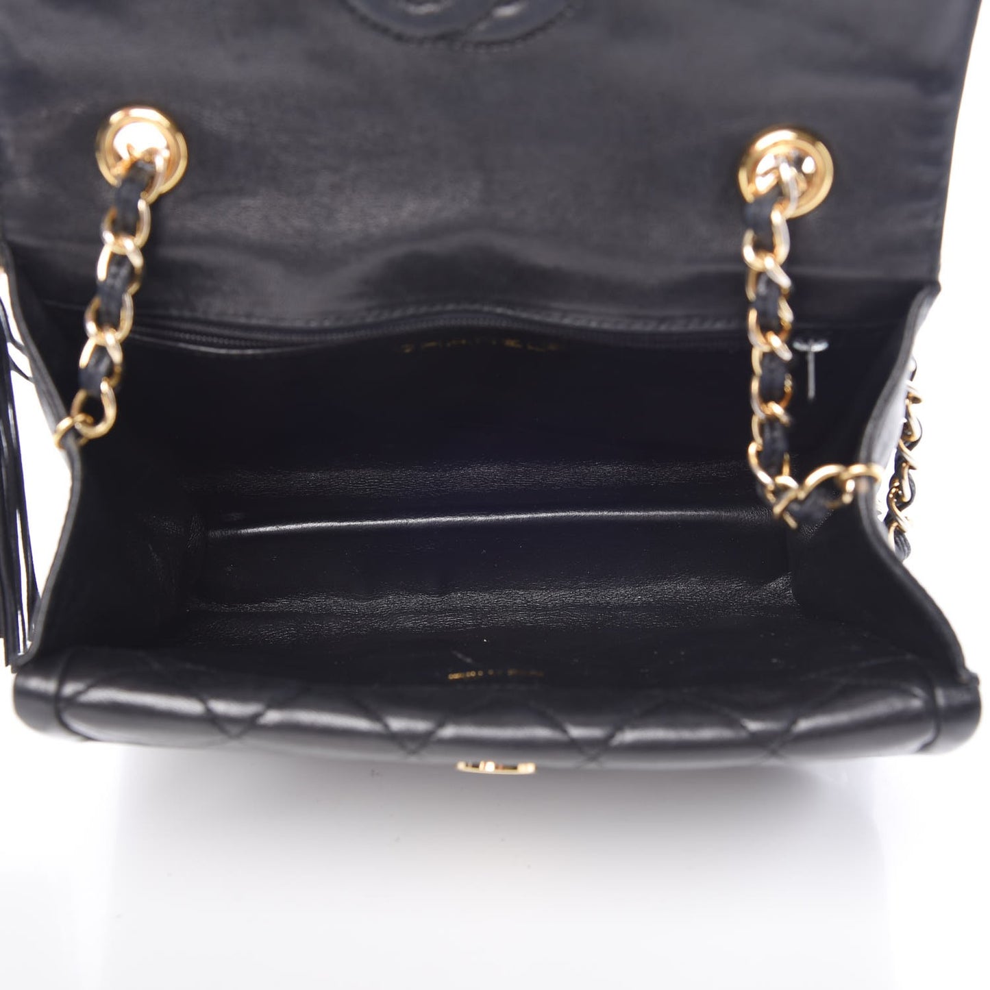 Lambskin Quilted Mini Diagonal Square Flap Black