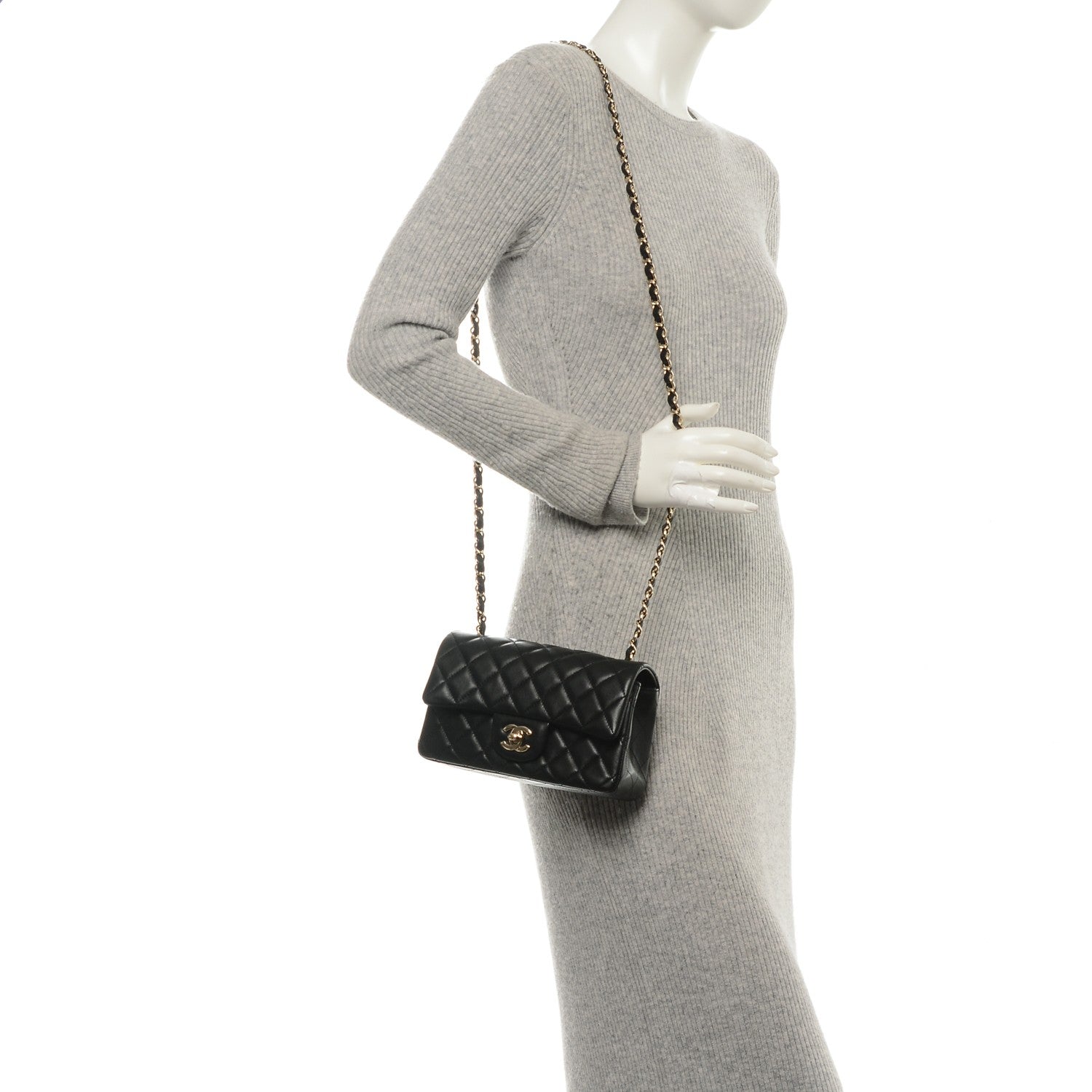 Chanel Lambskin Quilted Mini Rectangular Flap Black 2 of 7