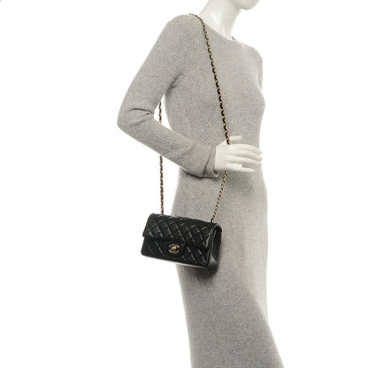 Chanel Lambskin Quilted Mini Rectangular Flap Black 2 of 7