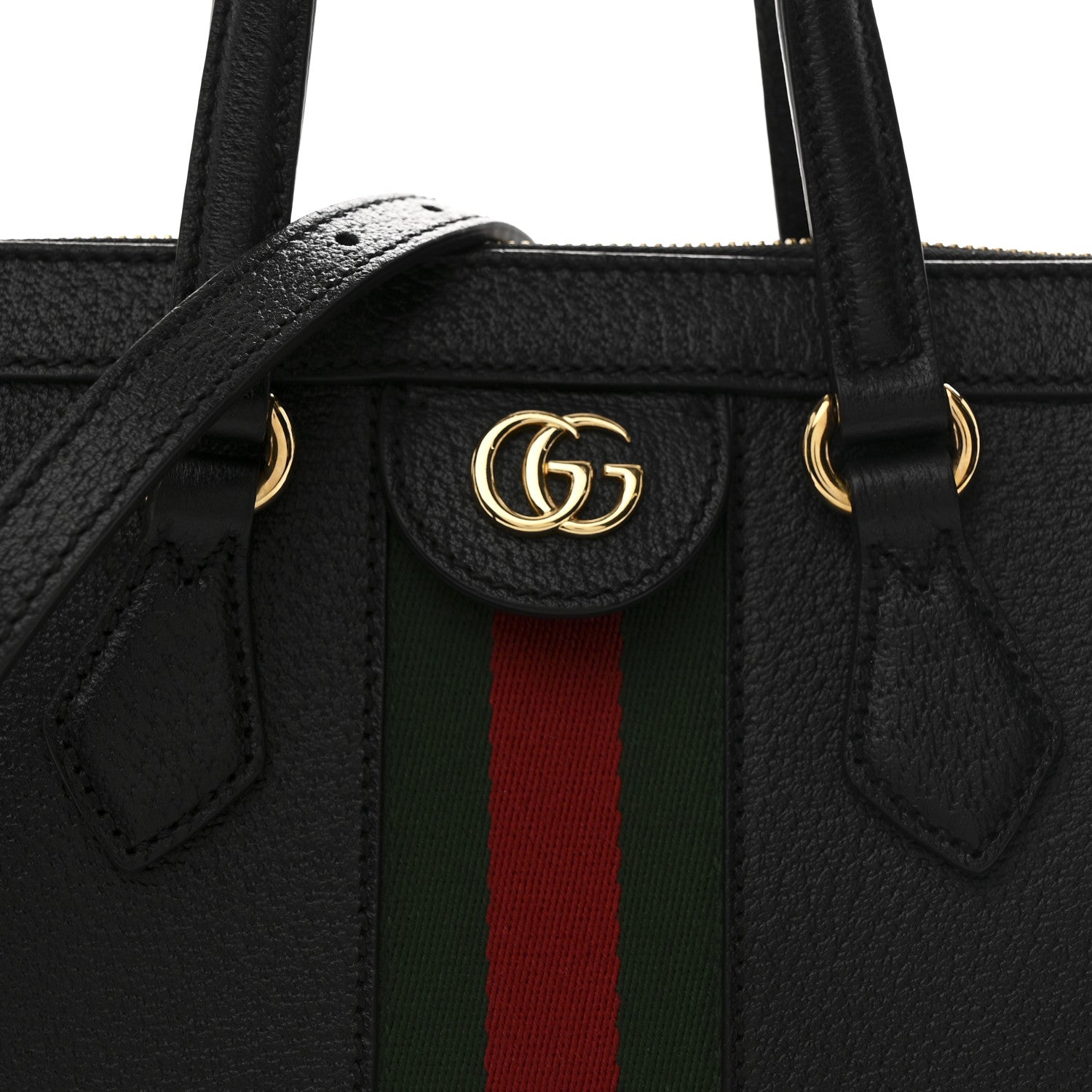 Gucci Textured Calfskin Web Small Ophidia Tote Bag Black 8 of 10
