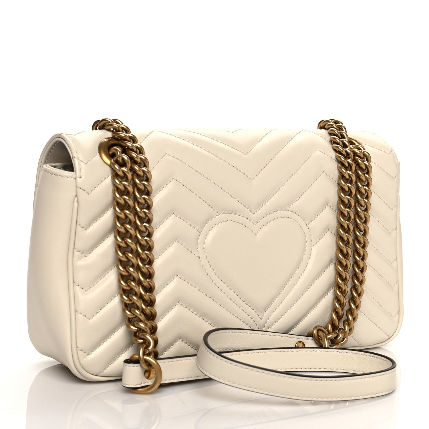 Gucci Calfskin Matelasse Small GG Marmont Shoulder Bag White 3 of 11