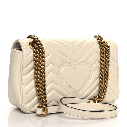Gucci Calfskin Matelasse Small GG Marmont Shoulder Bag White 3 of 11