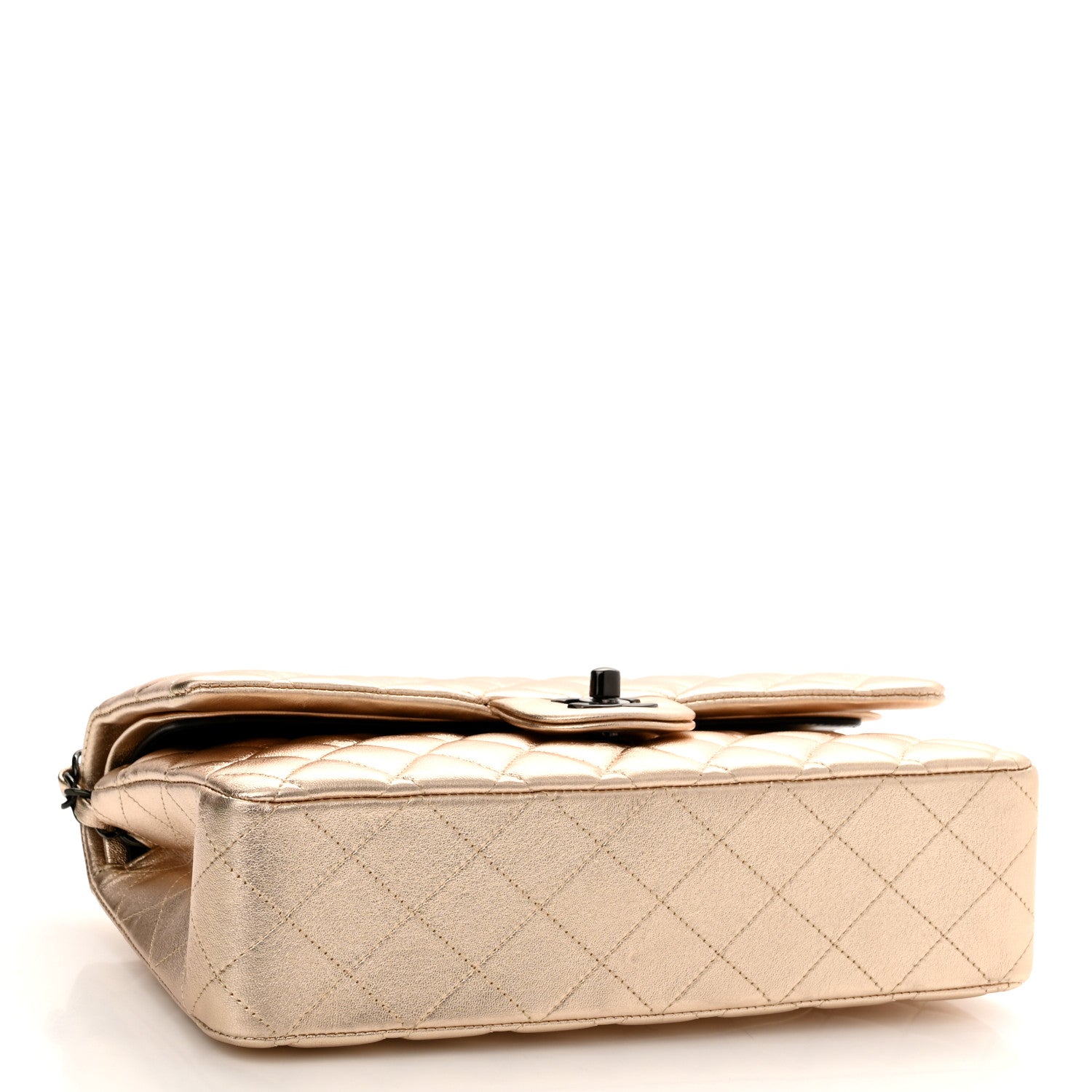 Chanel Metallic Lambskin Quilted Medium Double Flap Gold Black 4 of 11