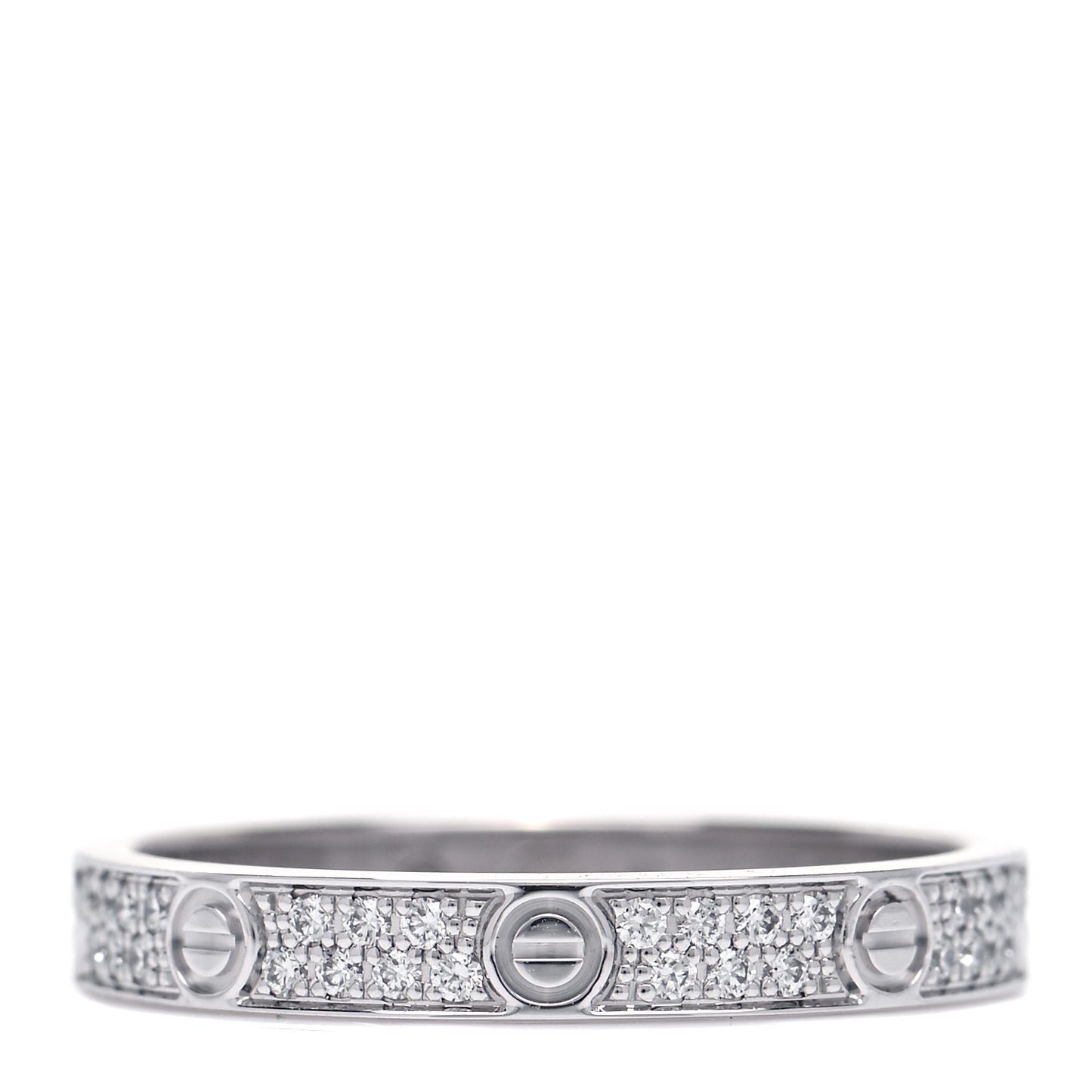 18K White Gold Diamond 2.6mm LOVE Paved Band Ring 47 4