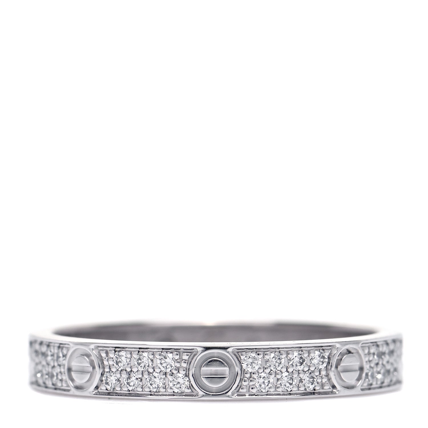 Cartier 18K White Gold Diamond 2.6mm LOVE Paved Band Ring 47 4 1 of 7