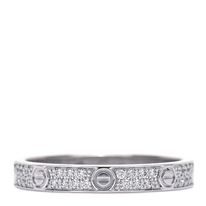 Cartier 18K White Gold Diamond 2.6mm LOVE Paved Band Ring 47 4 1 of 7