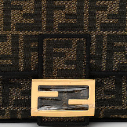 Fendi Fabric Jacquard FF 1974 Medium Baguette Tobacco Moro Black 8 of 13