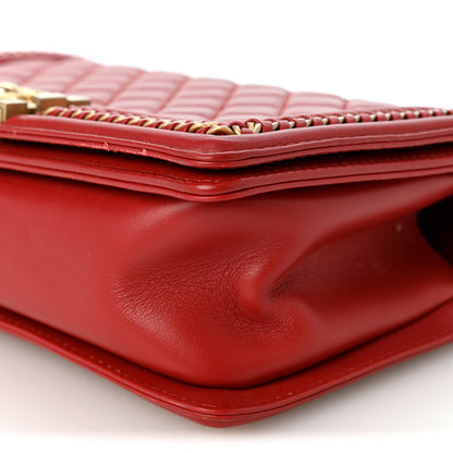 Chanel Lambskin Quilted Medium Top Handle Boy Flap Red 10 of 12