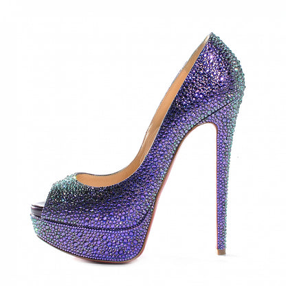 Christian Louboutin Swarovski Strass Lady Peep 150 Pumps 36 Heliotrope 1 of 6