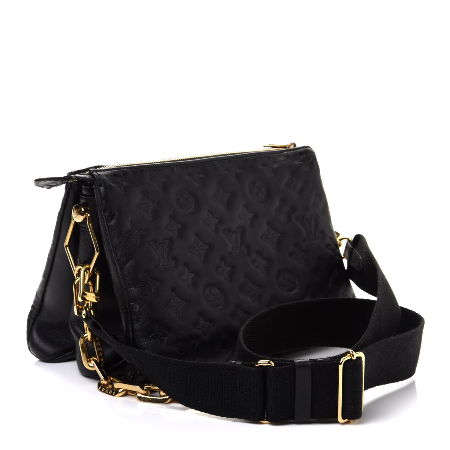 Louis Vuitton Lambskin Embossed Monogram Coussin PM Black 3 of 11