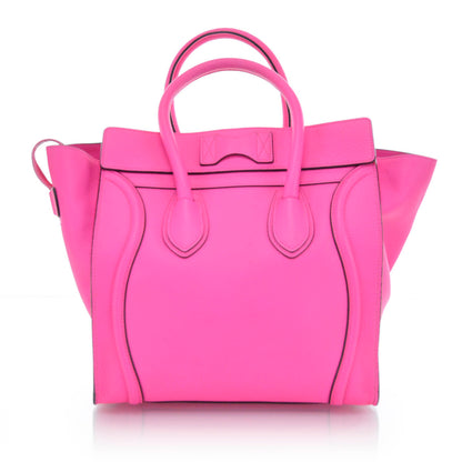 Celine Pebbled Leather Mini Luggage Fluo Pink 3 of 9