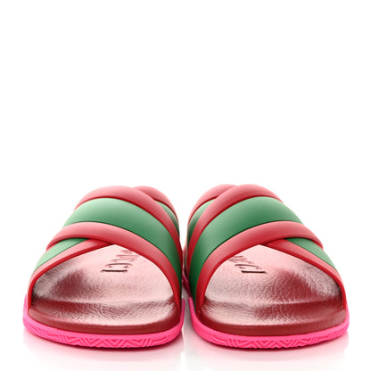 Gucci Rubber Web Womens Criss Cross Slide Sandals 39 Coral New Shamarock 2 of 8