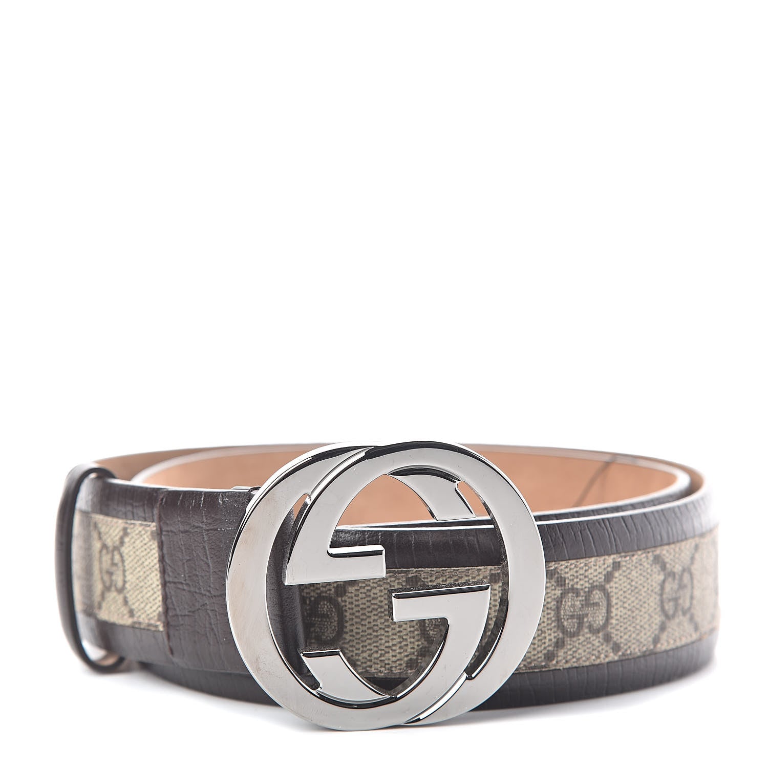Gucci GG Supreme Monogram Niagara Lux Calfskin Interlocking G 40mm Belt 80 32 Beige Ebony Cocoa 1 of 7