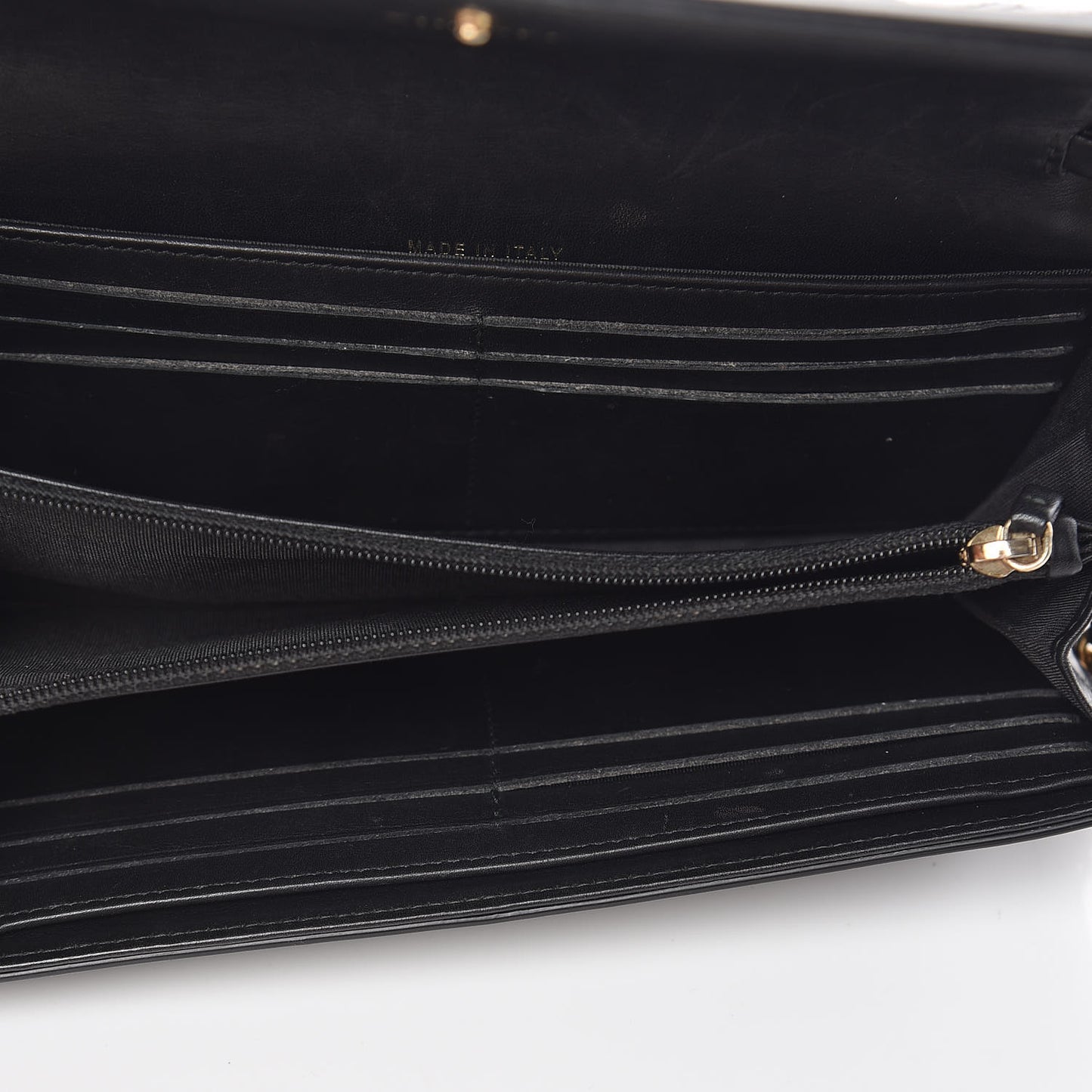 Calfskin Caviar Quilted Chevron Mixed Boy Wallet On Removable Chain Black