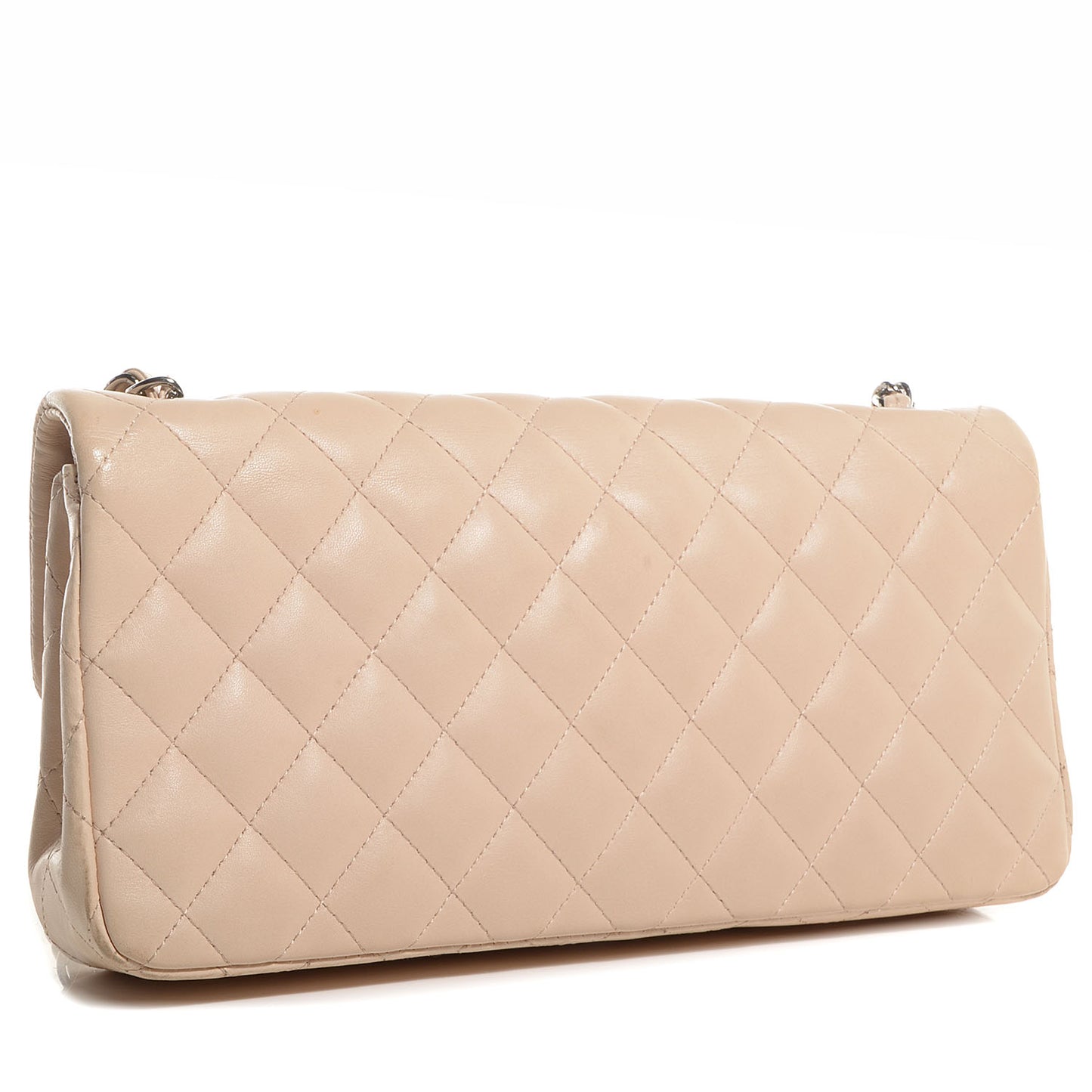 Lambskin Quilted East West Flap Beige