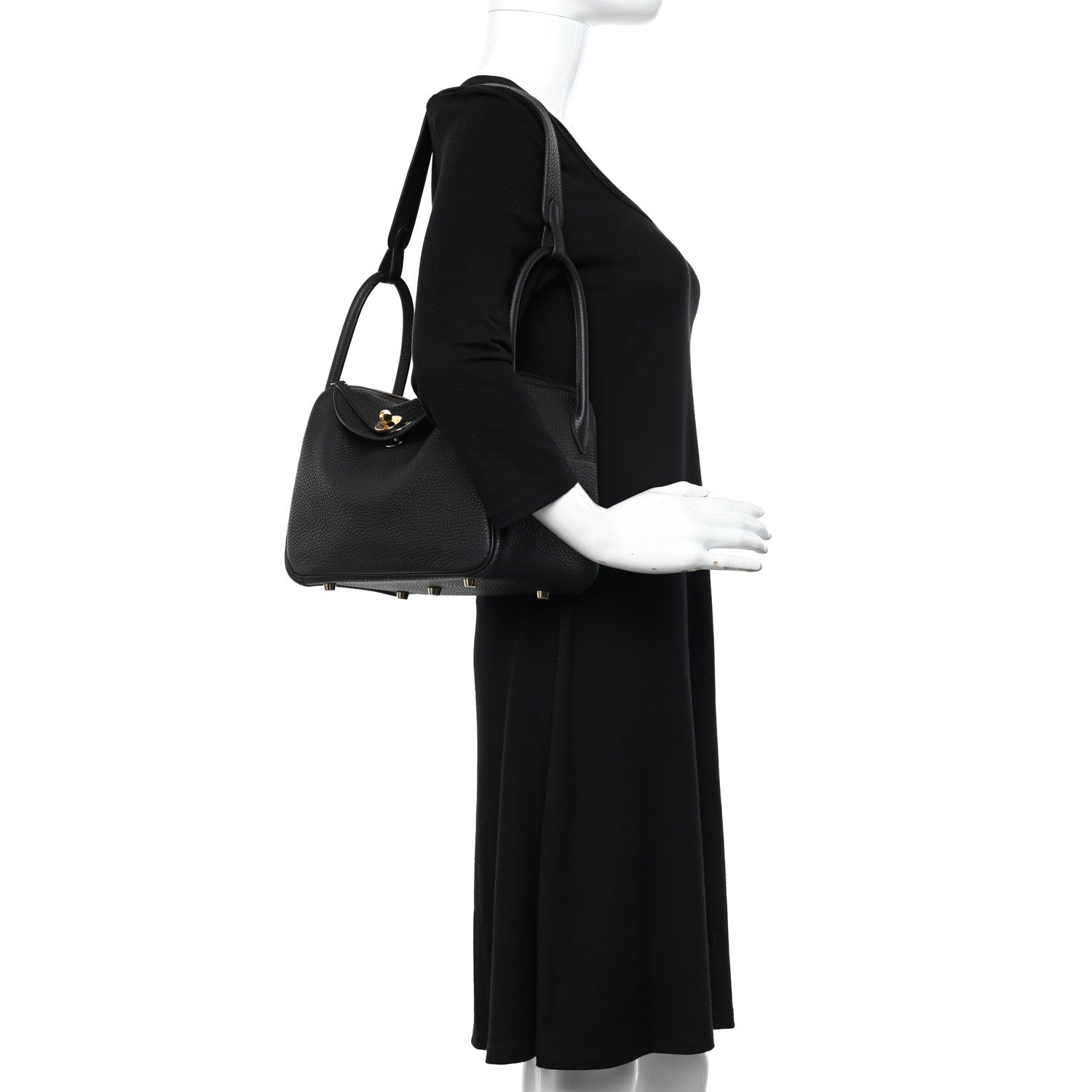 Hermes Taurillon Clemence Lindy 26 Black 2 of 10