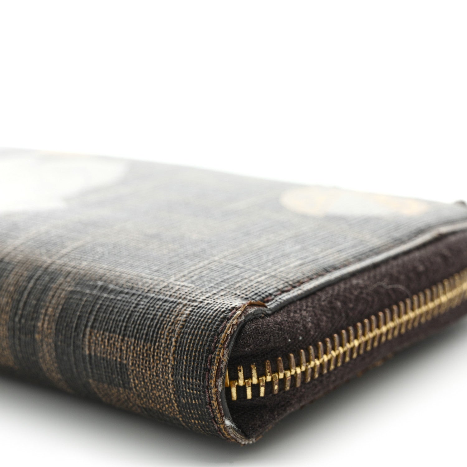 Fendi Zucca Spalmati Vitello Elite Rose Ladybug Zip Around Wallet Tobacco Yellow 15 of 18