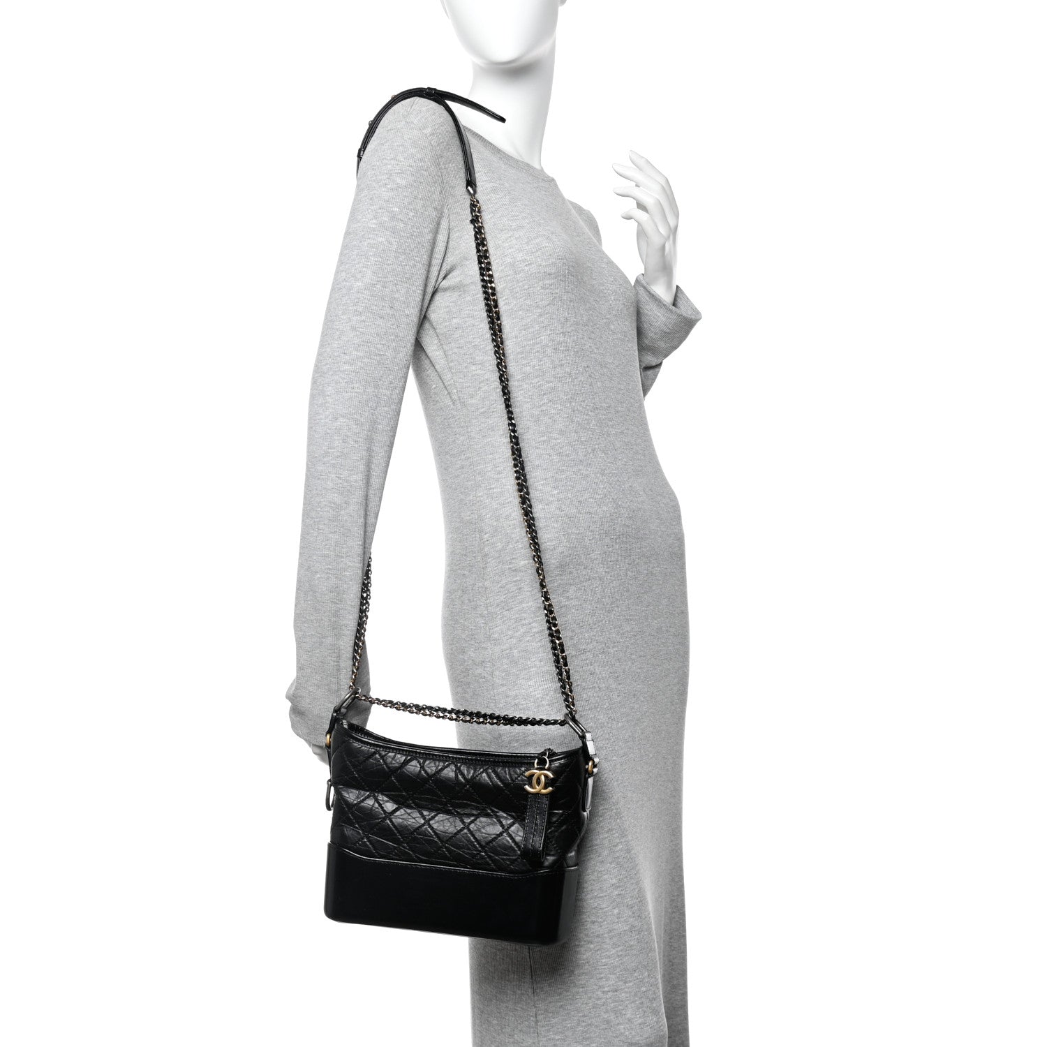 Chanel Aged Calfskin Quilted New Medium Gabrielle Hobo Black 2 of 11