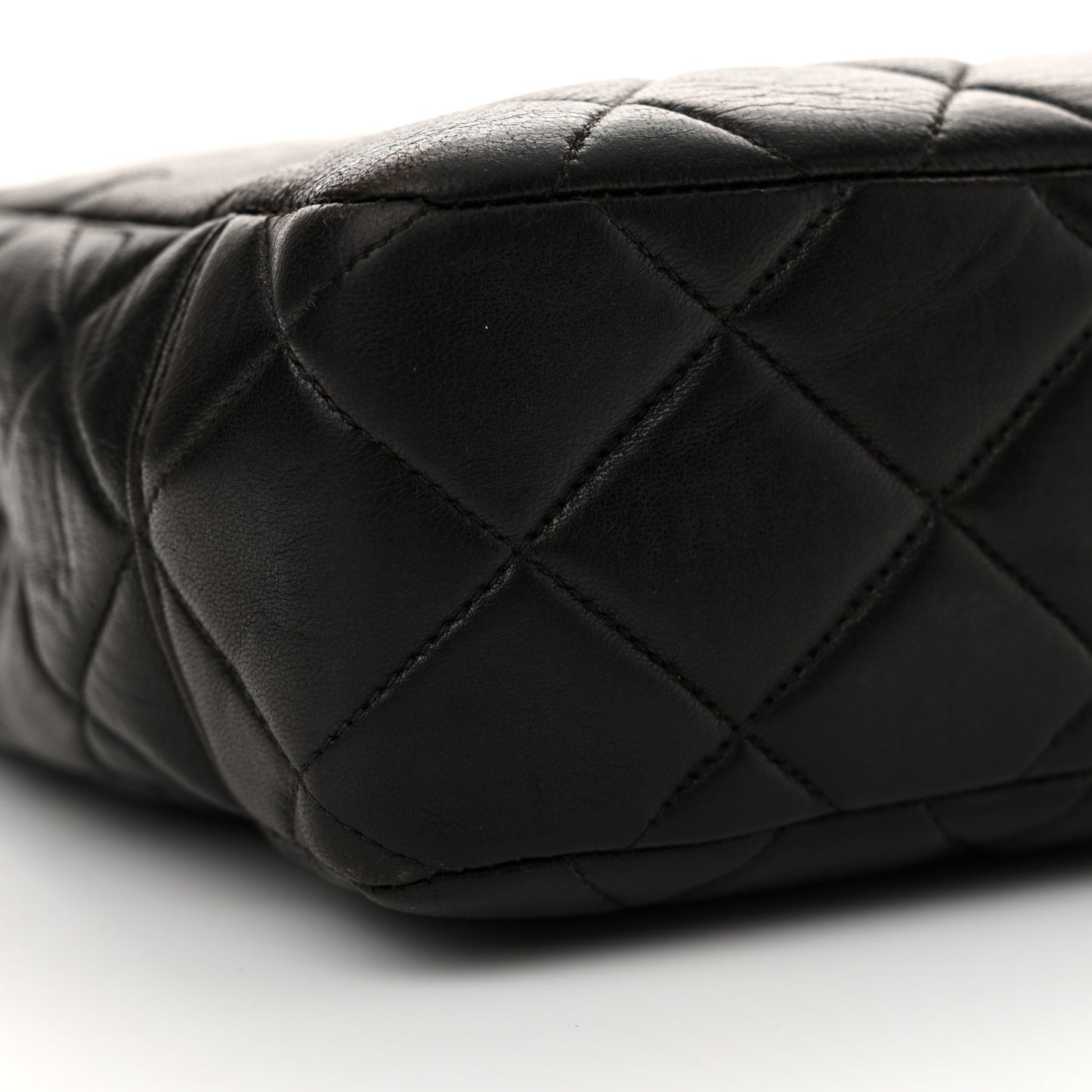 Lambskin Quilted Shopping Tote Black