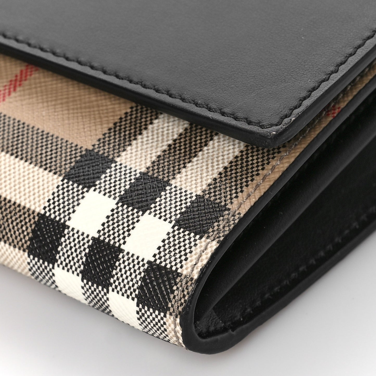 Calfskin Vintage Check Hannah Wallet with Detachable Strap Black