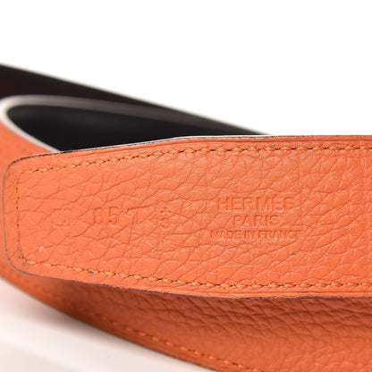 Hermes Box Togo 32mm H Belt 85 Black Orange 3 of 10