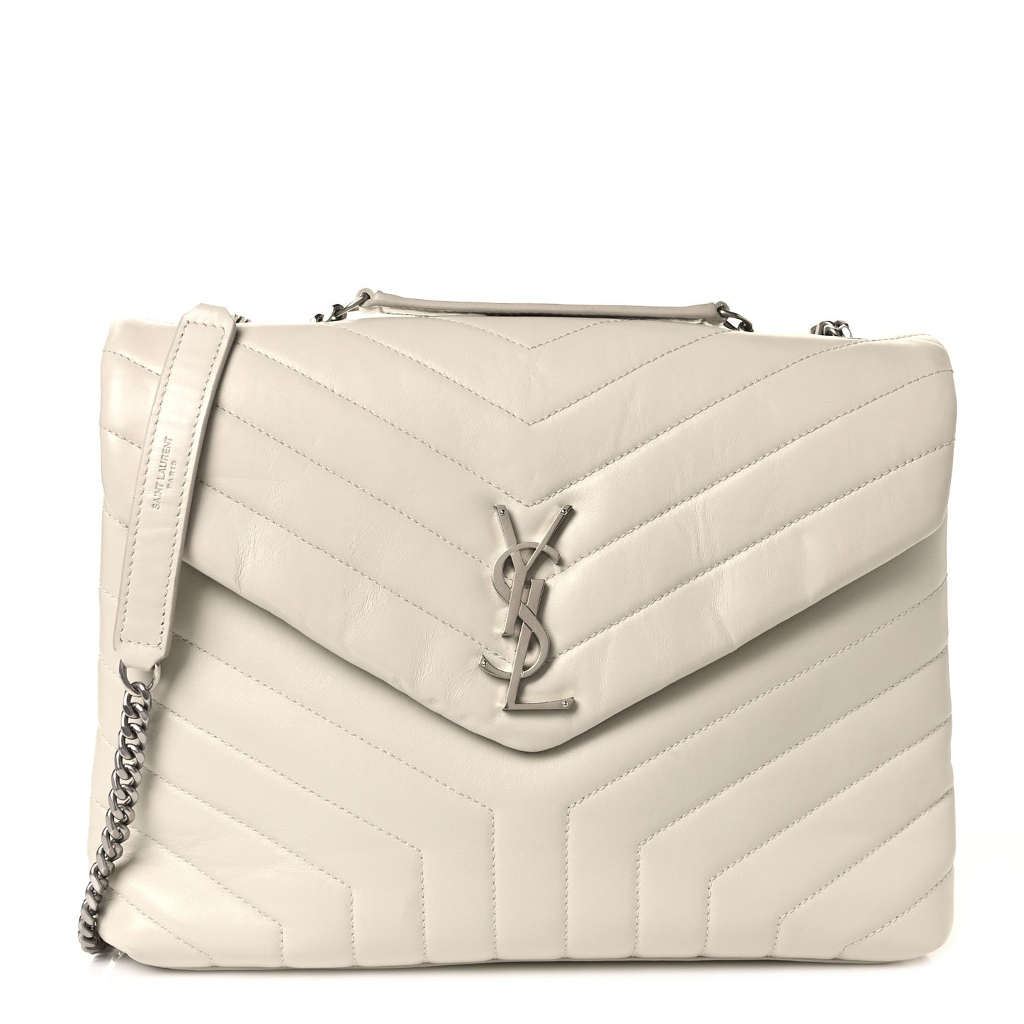 Calfskin Y Quilted Monogram Medium Loulou Chain Satchel Crema Soft