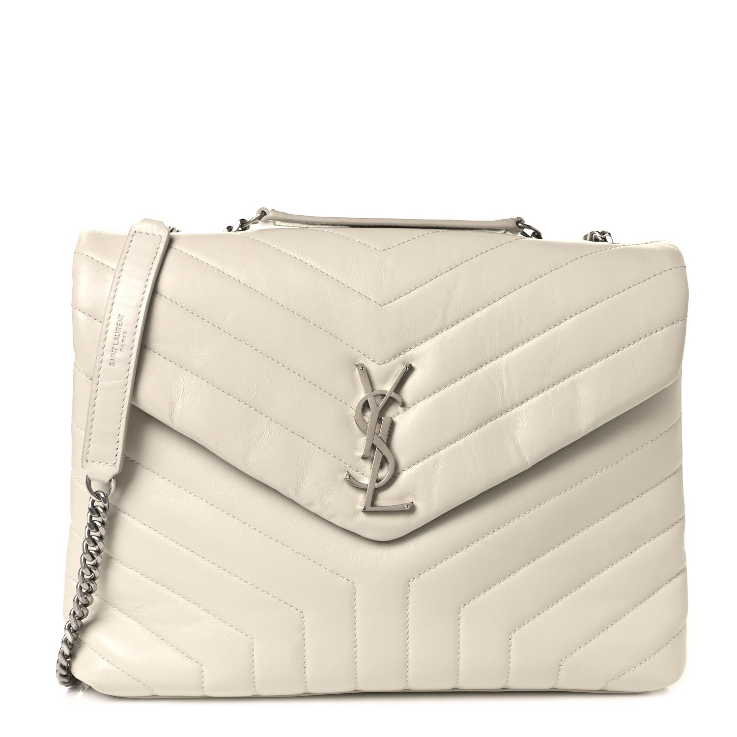 Saint Laurent Calfskin Y Quilted Monogram Medium Loulou Chain Satchel Crema Soft 1 of 9