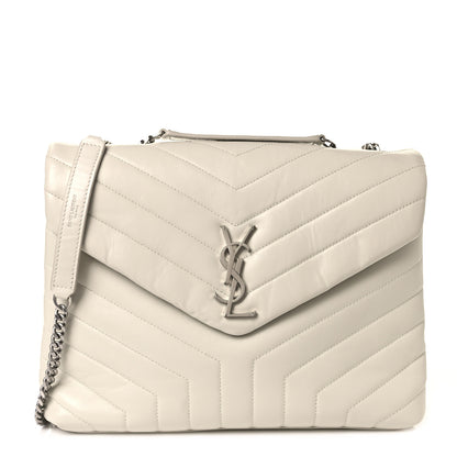 Saint Laurent Calfskin Y Quilted Monogram Medium Loulou Chain Satchel Crema Soft 1 of 9