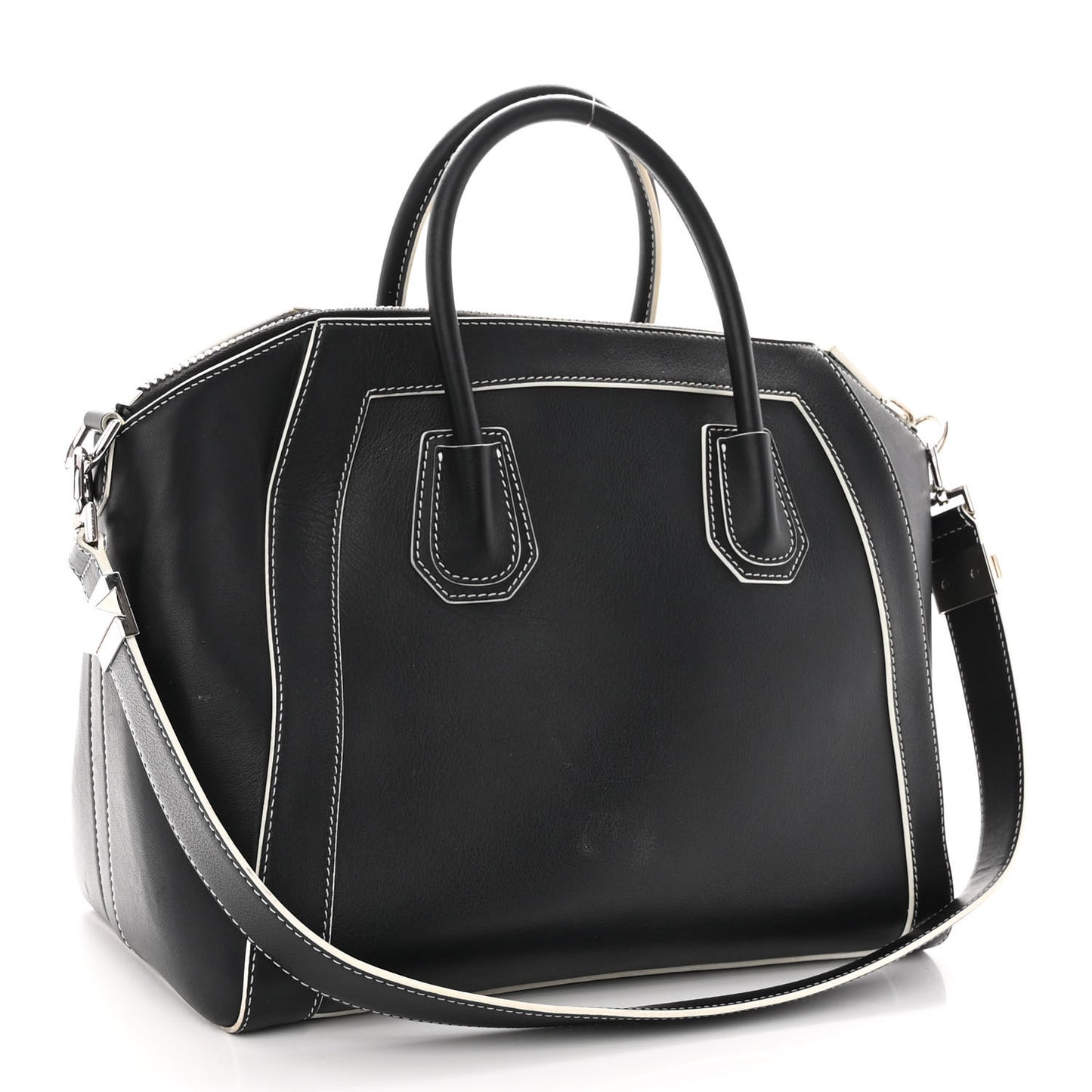 Calfskin Contrast Stitched Medium Antigona Black