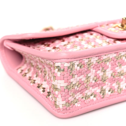Chanel Metallic Lambskin Viscose Woven Flap Pink Gold 9 of 10