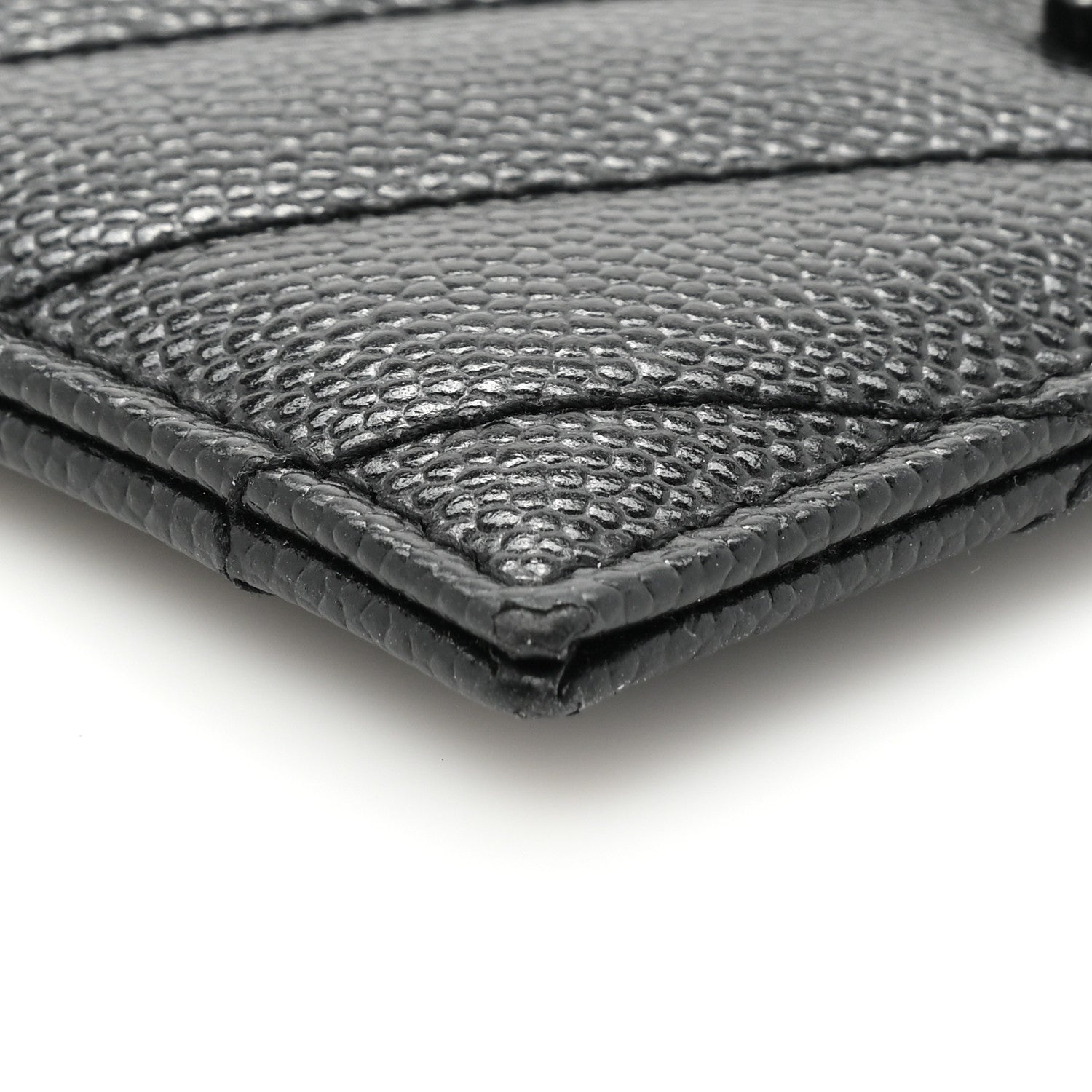 Saint Laurent Grain De Poudre Matelasse Chevron Monochrome Monogram Credit Card Case Black 9 of 11