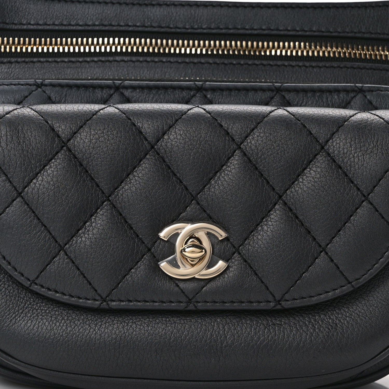 Chanel Calfskin Quilted Waist Bag Black 9 of 13