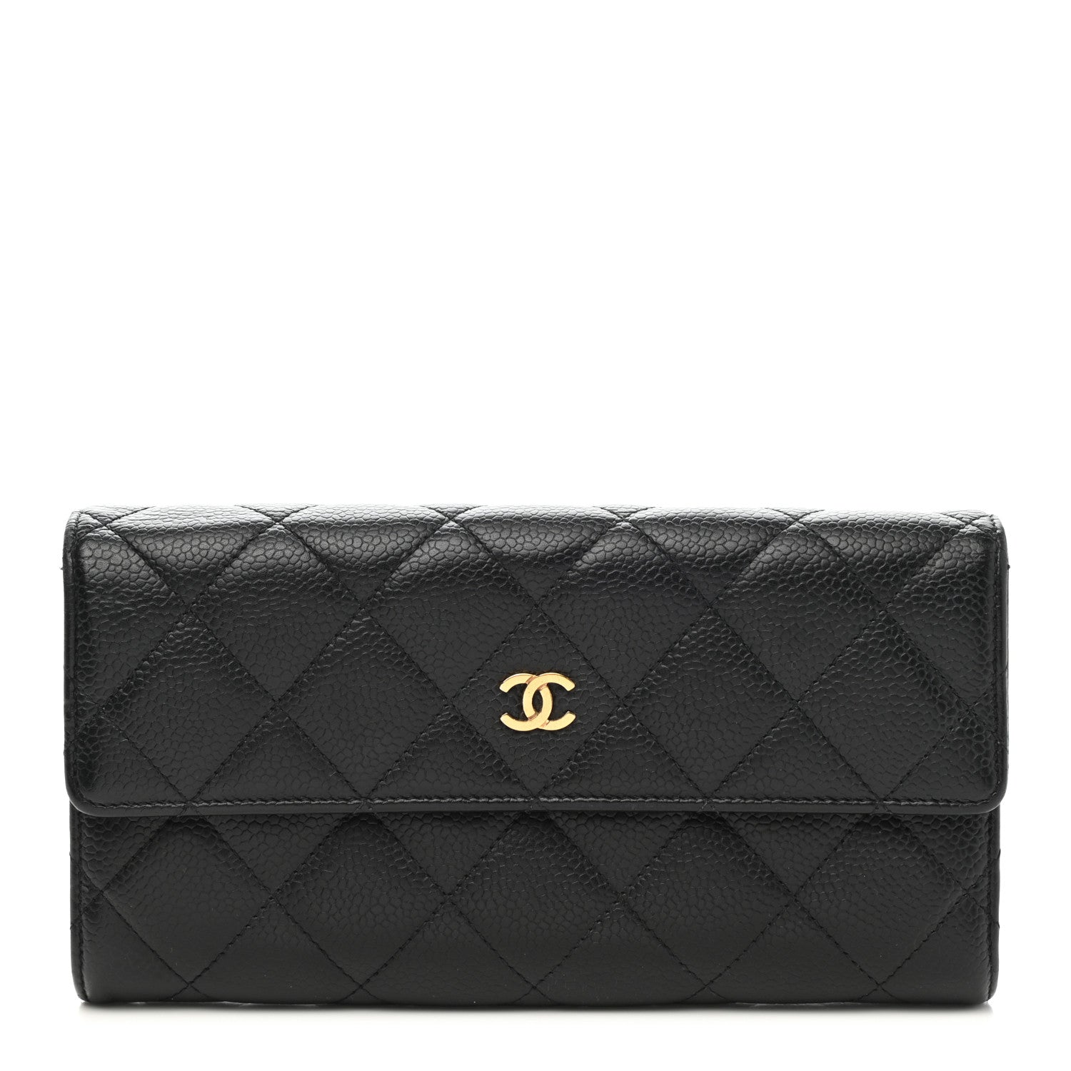 Chanel Caviar Quilted Large Gusset Flap Wallet Black 1 of 14