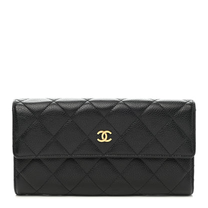 Chanel Caviar Quilted Large Gusset Flap Wallet Black 1 of 14