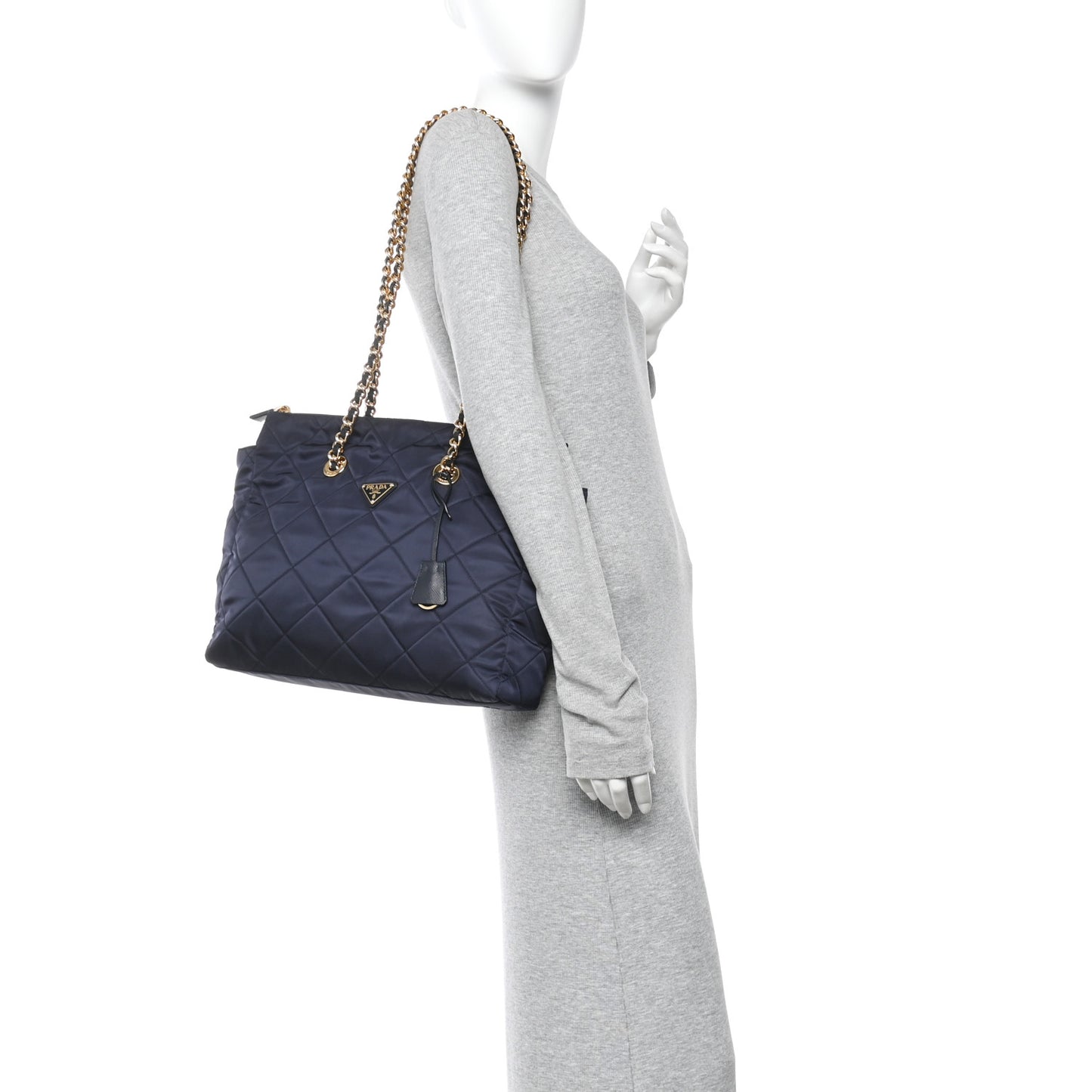 Nylon Tessuto Impuntu Quilted Tote Baltico