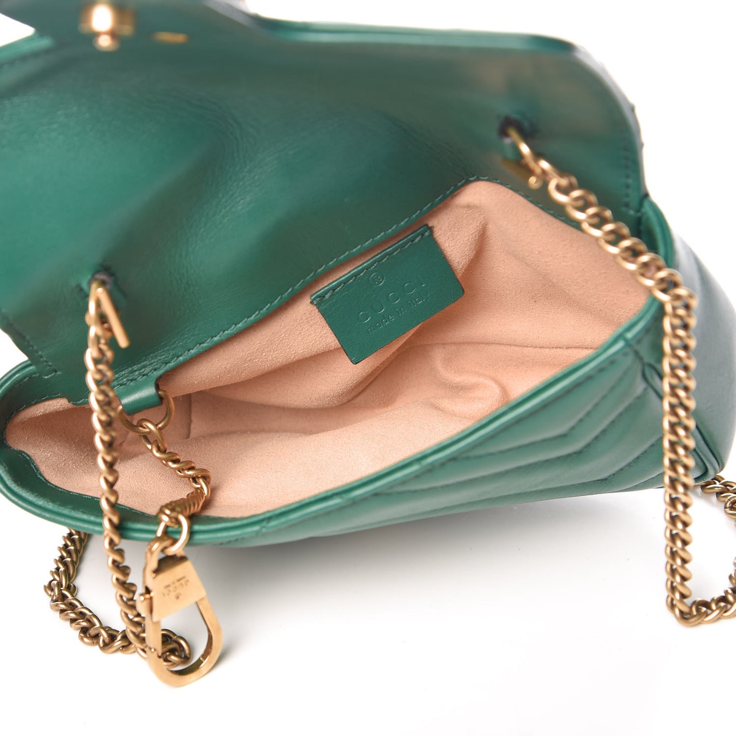 Calfskin Matelasse Super Mini GG Marmont Shoulder Bag Emerald Green