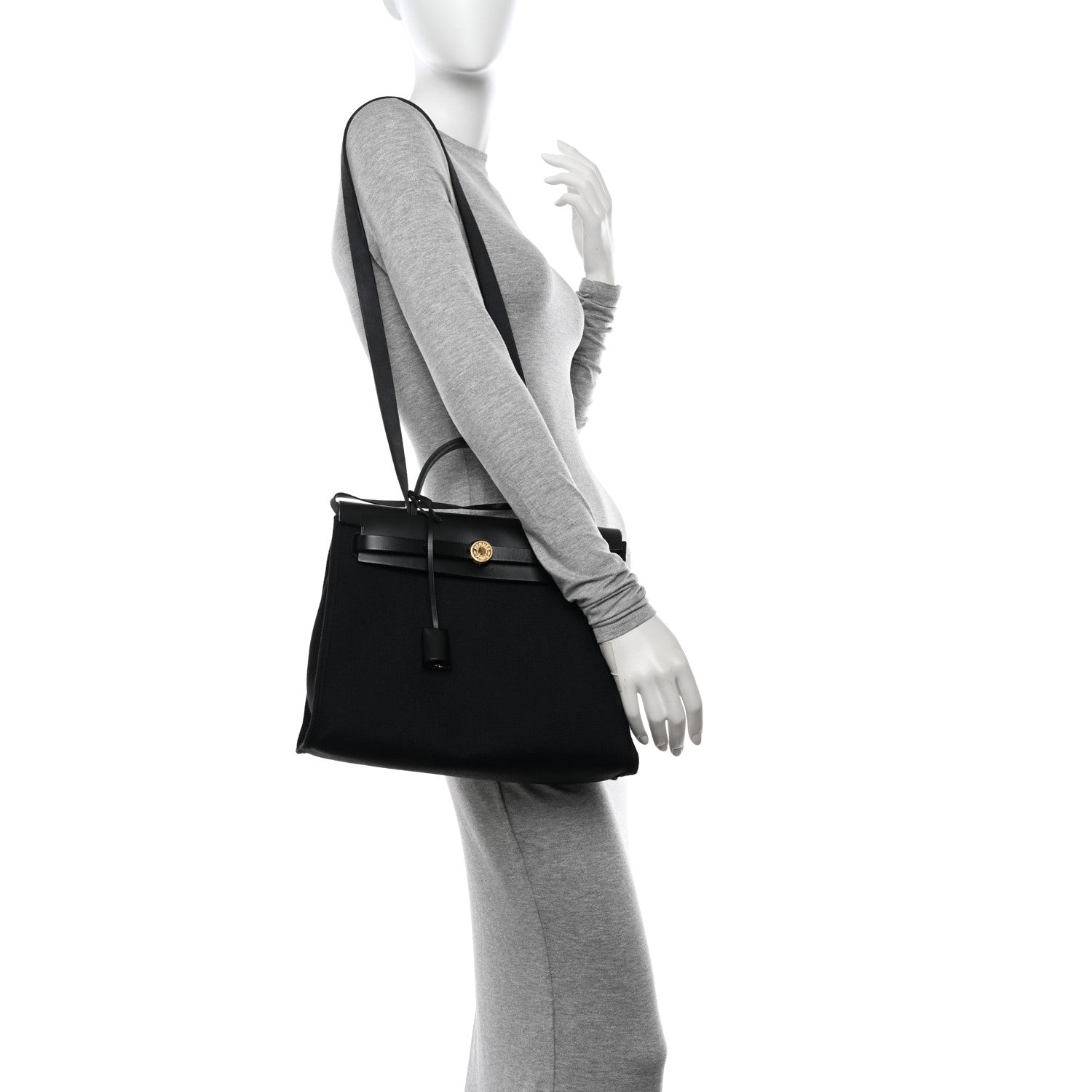 Hermes Military Toile Vache Hunter Herbag Zip PM 31 Black 2 of 10