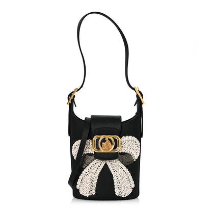 Lanvin Satin Sequin Small Swan Bucket Bag  Black 1 of 14