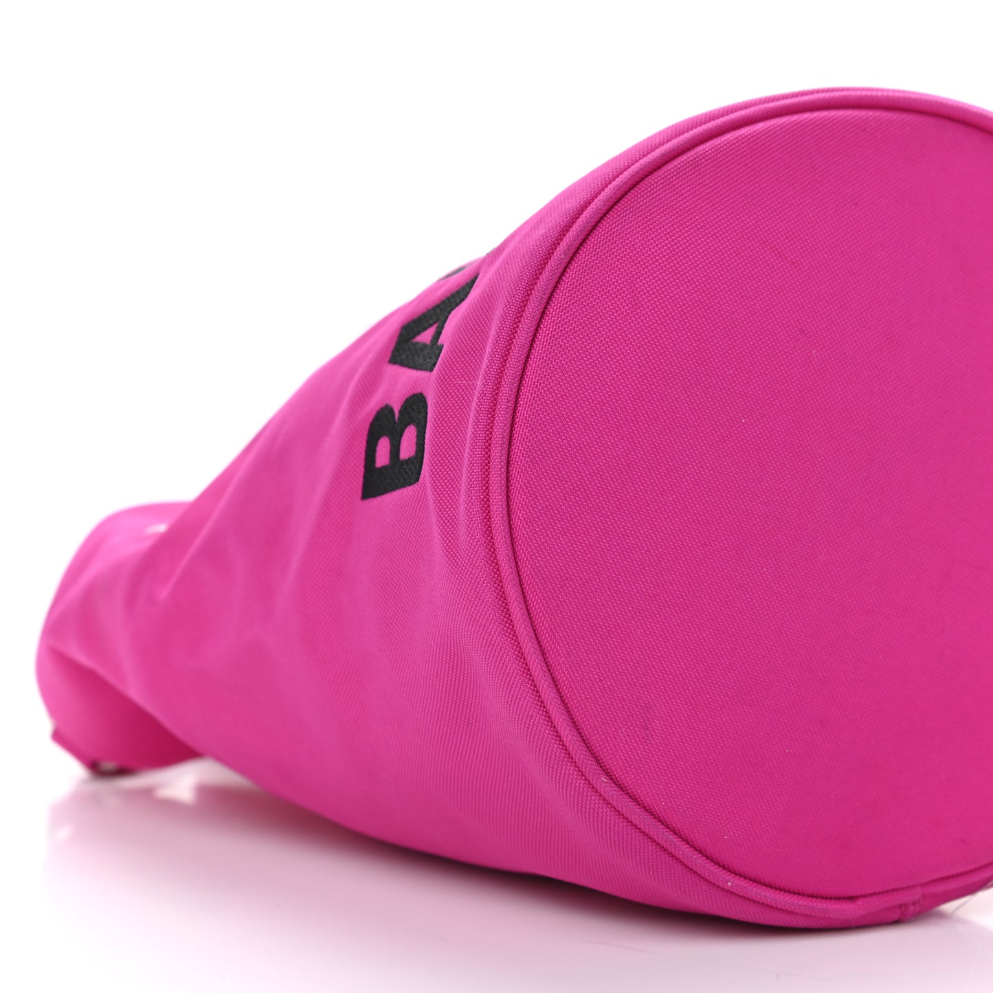 Recycled Sport Nylon Logo Embroidered Wheel Drawstring Bucket Bag XS Fuchsia Black
