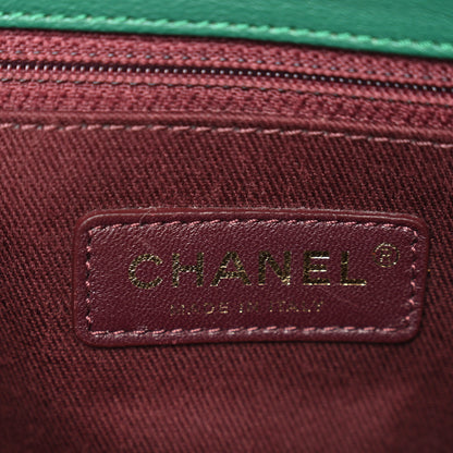 Chanel Shiny Sheepskin Quilted Large Trapezio Flap Green 6 of 10