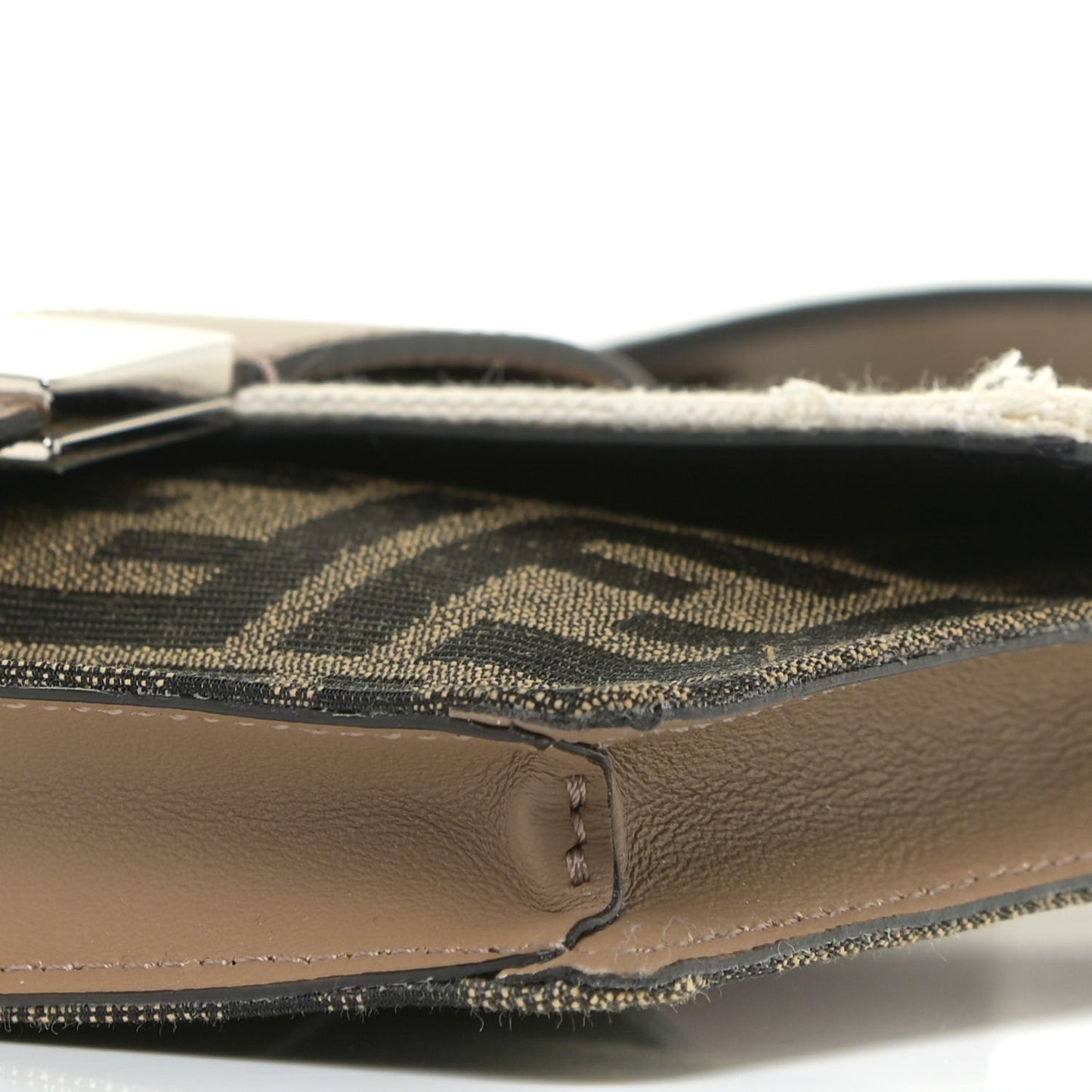 Fabric Jacquard Canvas Vitello Grace Pequin FF 1974 Baguette Belt Pouch Tobacco Moro Grezzo Sand